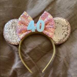 Sequin Mouse Ears Headband with Bow